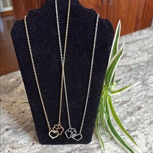 Paw and Heart Intertwined Necklace Set